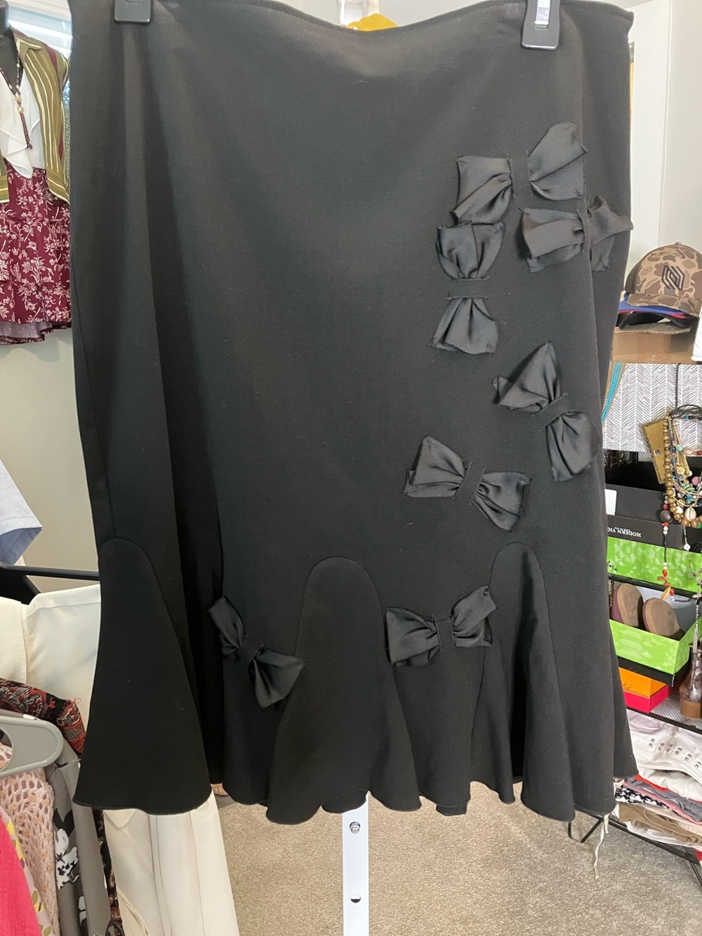 Sunny Leigh Black A-Line Skirt with Decorative Bows